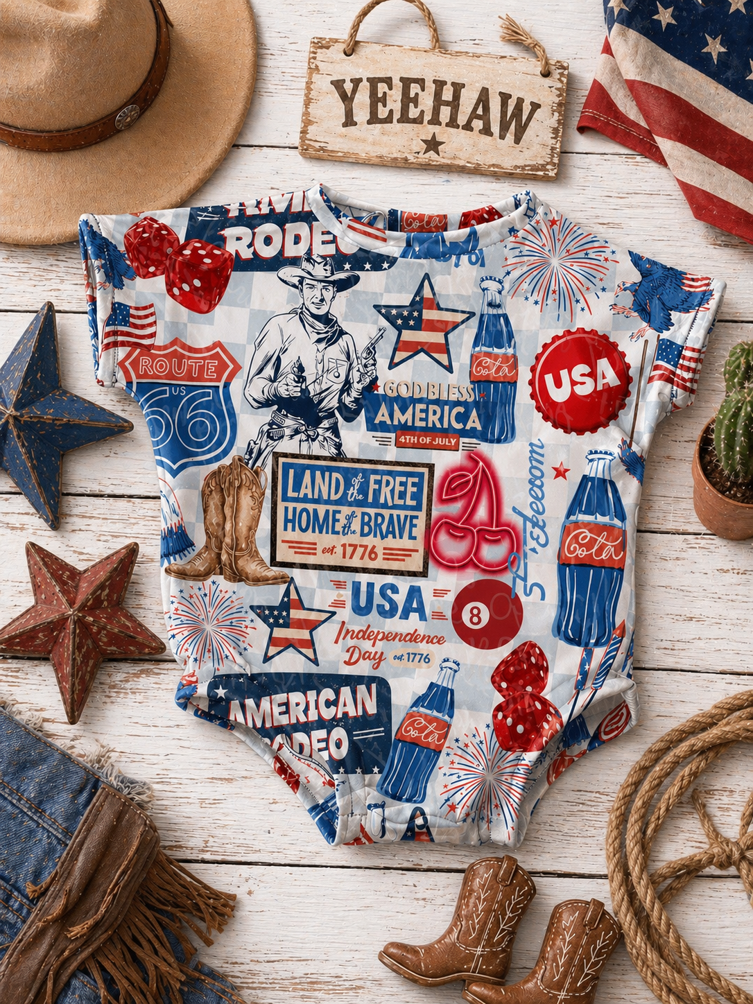 Fourth of July T-shirt romper
