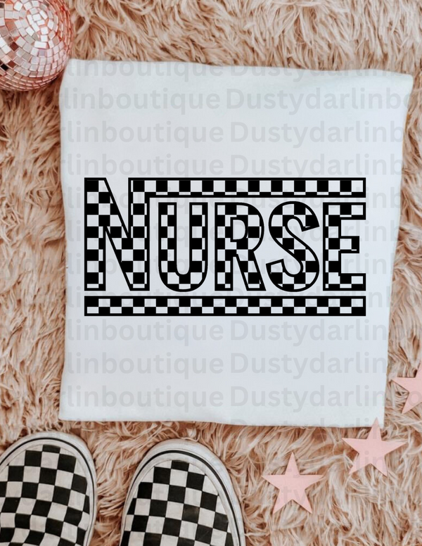 Checkered Nurse DTF Print