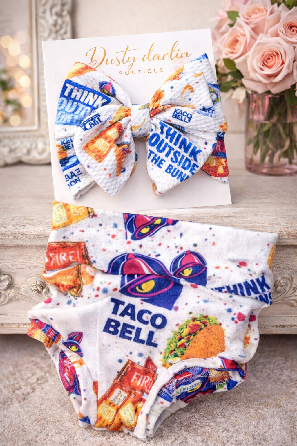 Feed me Taco Bell 2 piece baby bloomer set